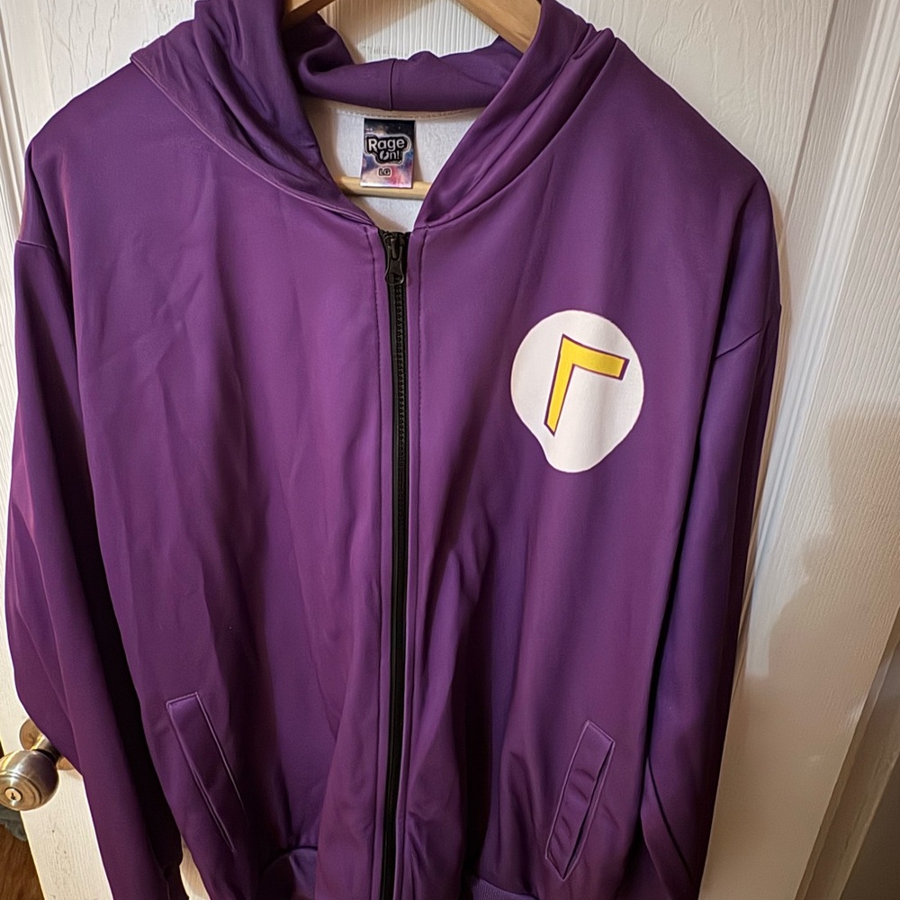 Rage On! Large Waluigi Purple Hoodie with Unique Logo